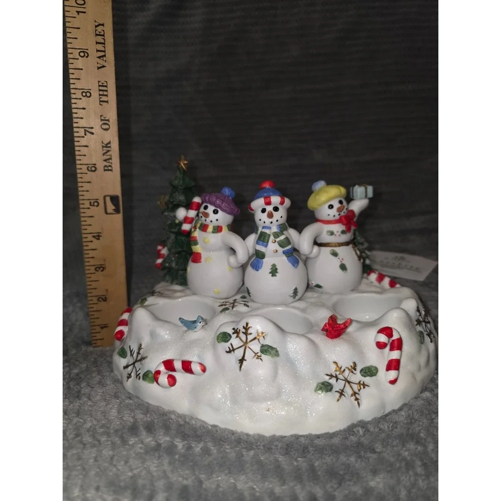 PartyLite Snowman Candle Holder Tealight Tree Candy Cane Snowflakes Christmas‎